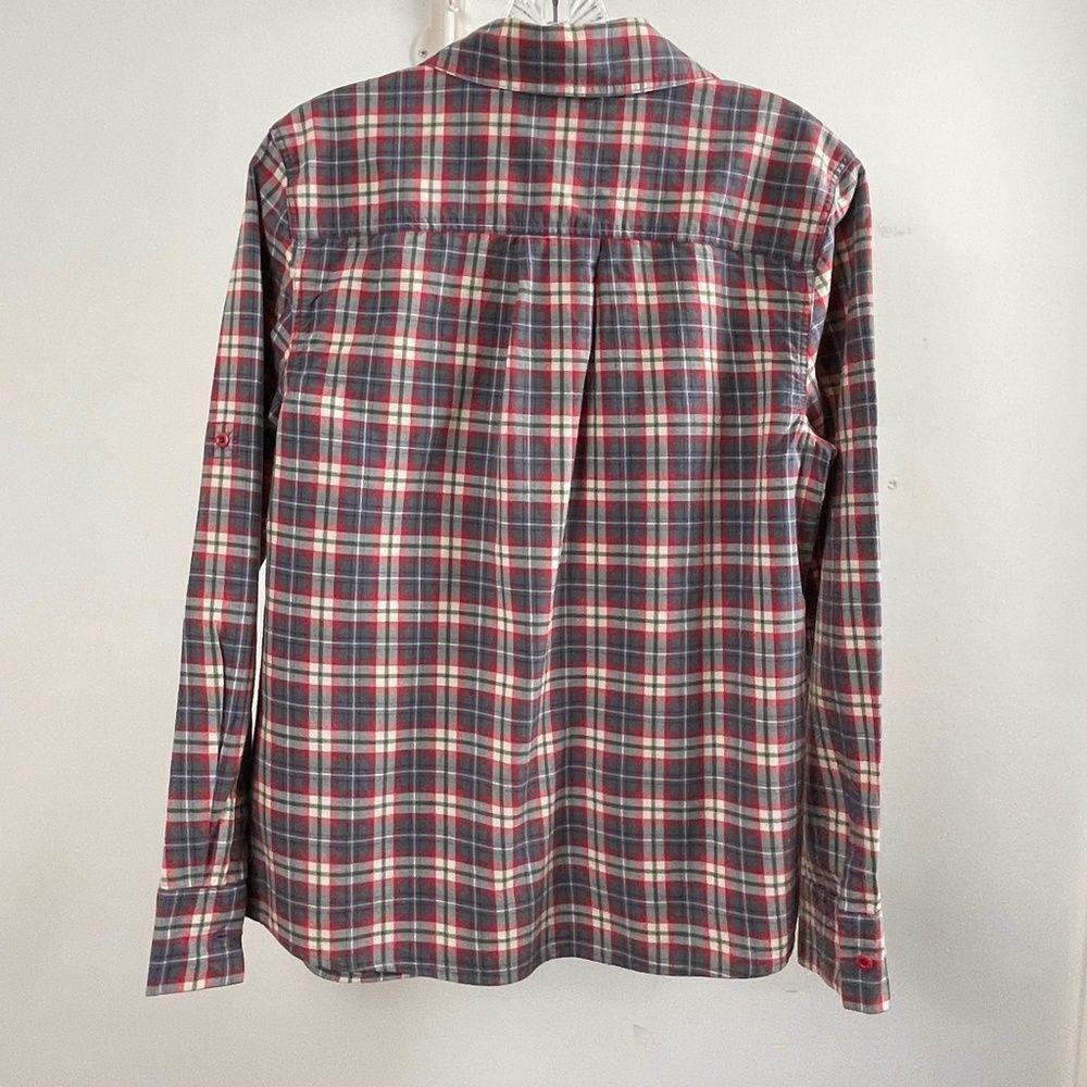 Boden Plaid Button Up Long Sleeve Shirt - Women’s 10 Blue, pink, green, & white - Picture 9 of 10